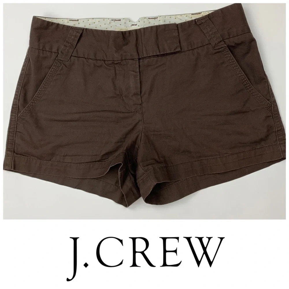 J. Crew Classic Brown Twill Chino Shorts Size 0